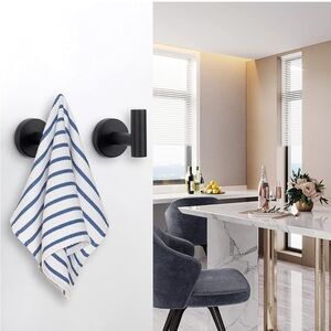 Black Wall-Mounted Towel Holder Hooks